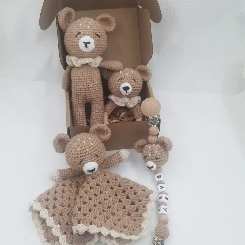 NaturaNest: Crochet Baby Rattle & Teether Set