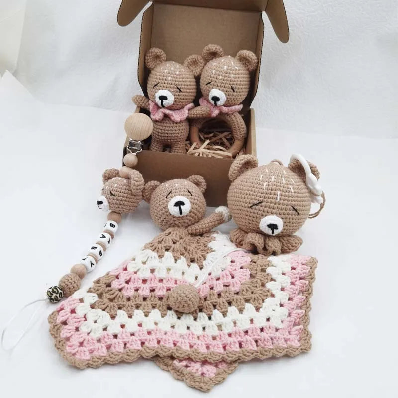 NaturaNest: Crochet Baby Rattle & Teether Set