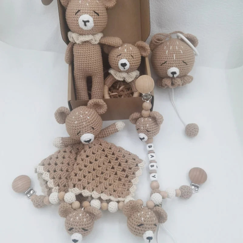 NaturaNest: Crochet Baby Rattle & Teether Set