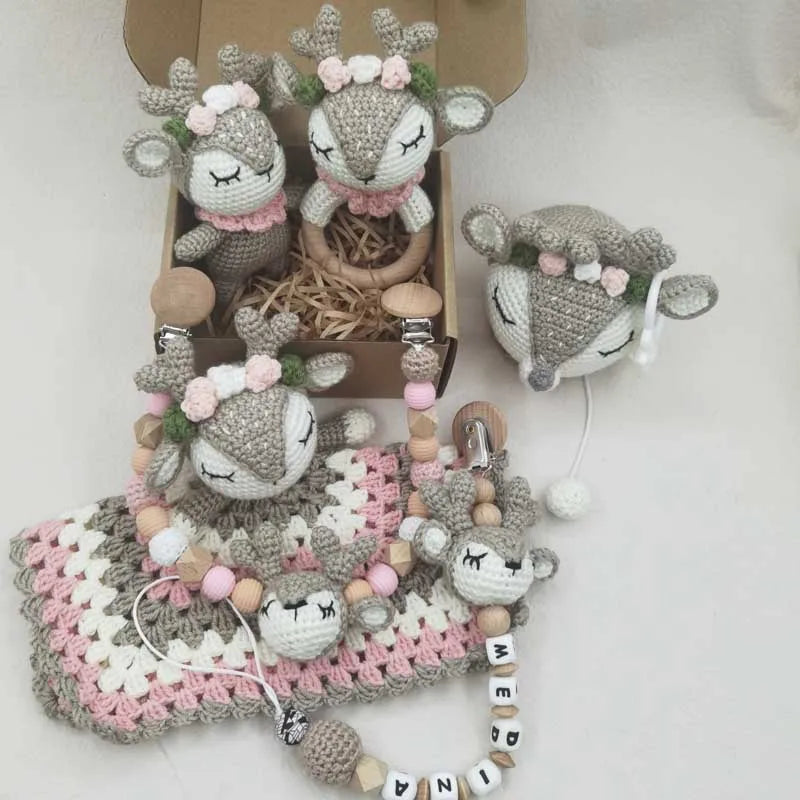 NaturaNest: Crochet Baby Rattle & Teether Set
