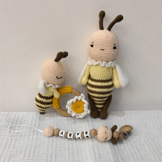 BuzzBabe: Crochet Bee Teether & Rattle Set