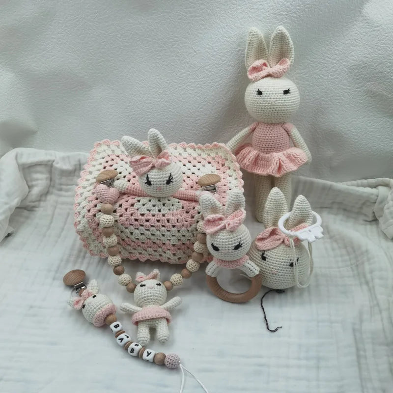 NaturaNest: Crochet Baby Rattle & Teether Set
